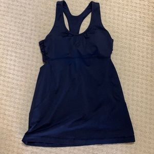 Lululemon tank w/cutouts in back, black size 6